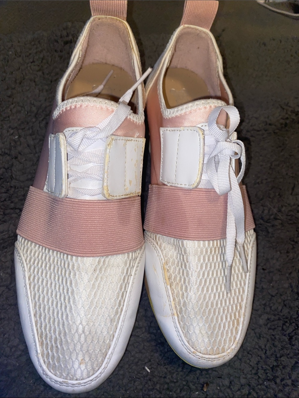 Brash Pink and White Elastic Strap Slip-On Sneakers